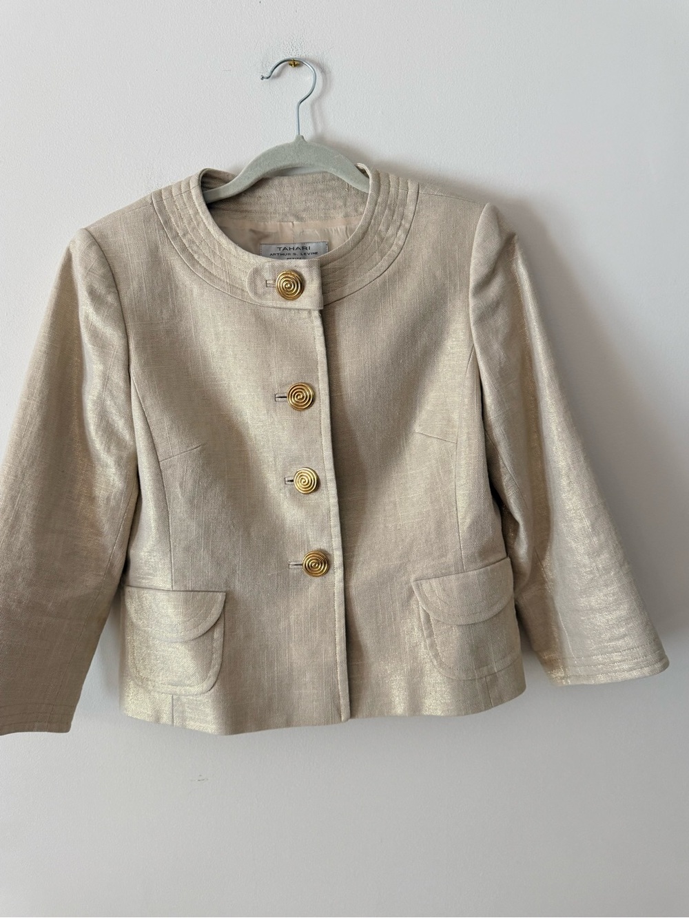 Tahari Arthur S. Levine | Cream Linen Petite Blazer | Size 6P